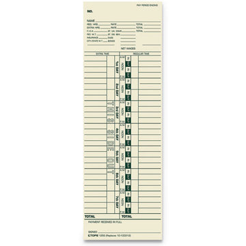TOPS™ Time Clock Cards, Replacement For 10-100312-1950-9301-k14-36981d, One Side, 3.5 X 10.5, 500-box freeshipping - TVN Wholesale